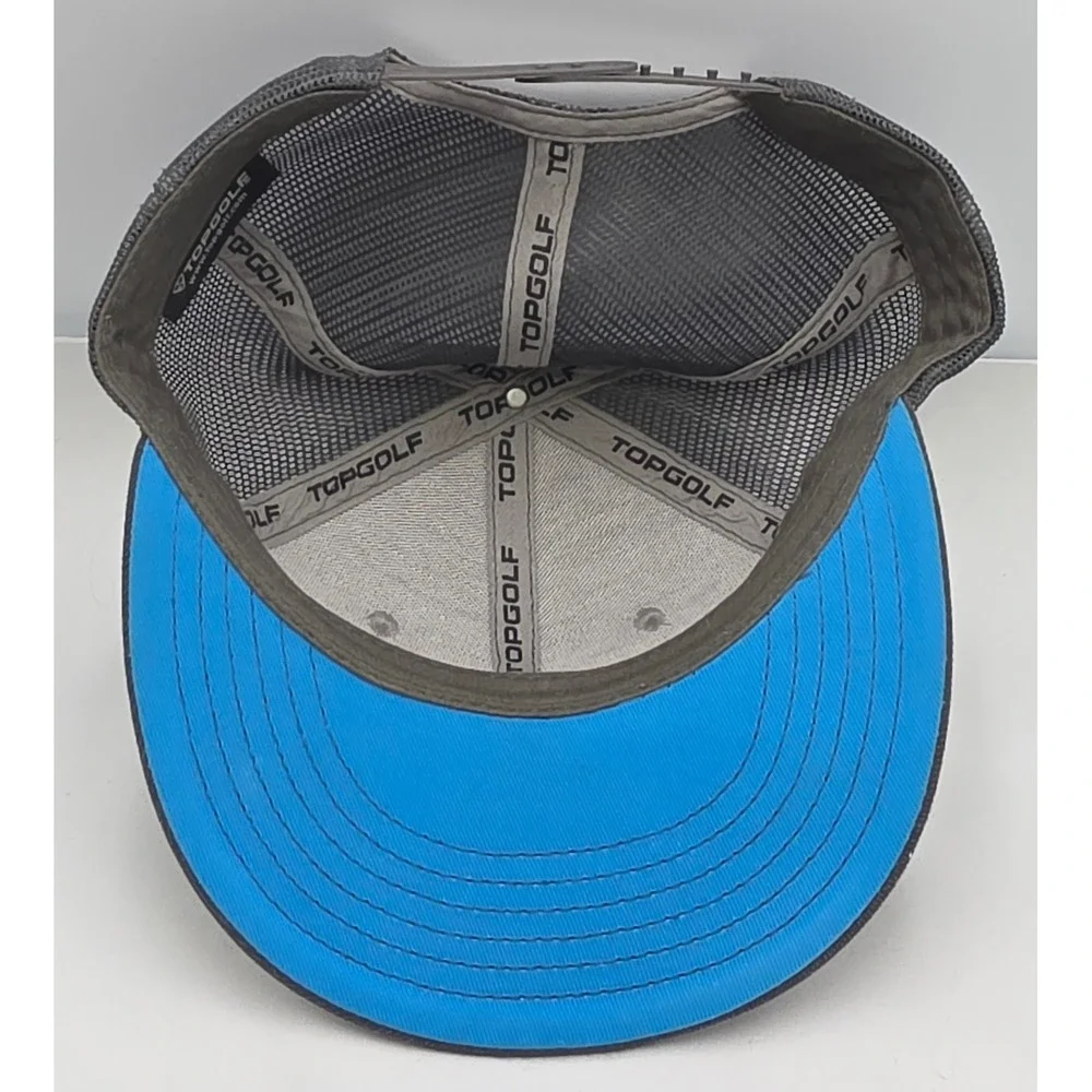 Topgolf Trucker Hat Grey Blue Snapback Mesh Flat Brim Cap Golf